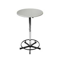 Der Stehtisch in Brushed-Silver mit einer 70er Tischplatte