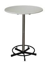 Stehtisch in Silber mit Ø 90cm und Edelstahl Untergestell