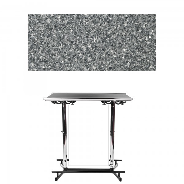 GiganTisch Dekor: Black Granit | Werbebanner: weiß
