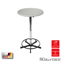 Der Stehtisch in Brushed-Silver mit einer 70er Tischplatte